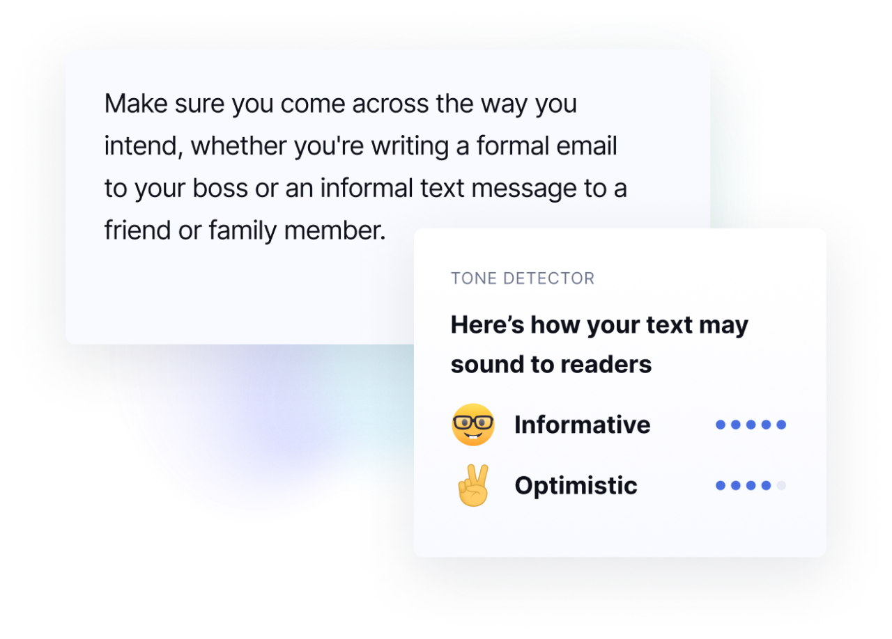 Tone detection example in the Grammarly product