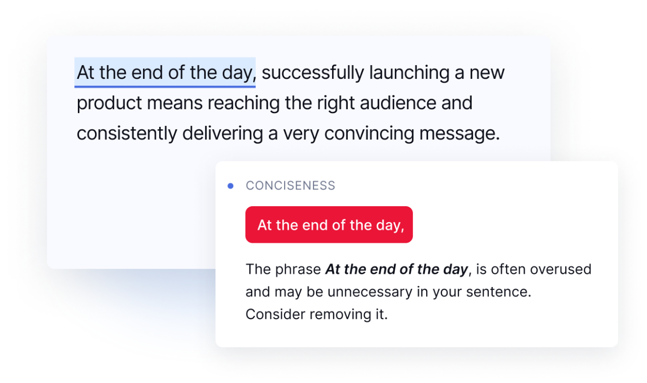 Example of a conciseness recommendation