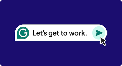 Grammarly product featuring "Let's get to work" as the prompt.